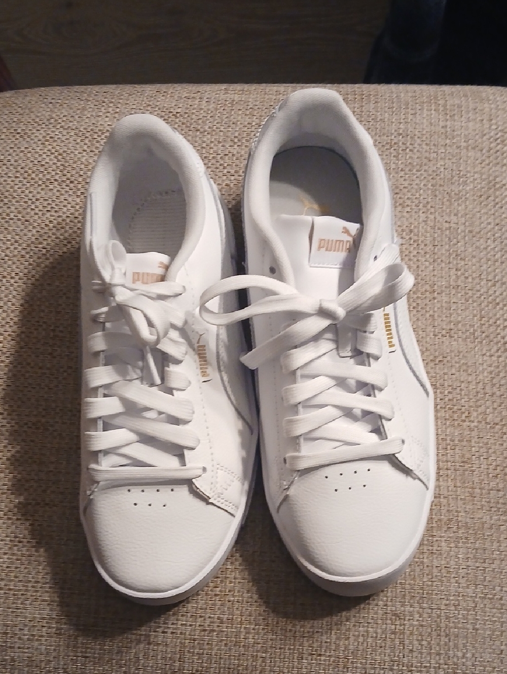 Puma White Sneakers with Gold Logo Accents Women's Size 9